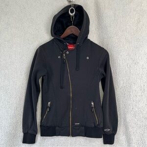 Sims Snowboarding Jacket Women S Black Poly Cotton Moto Hoodie Y2K Ski Sports